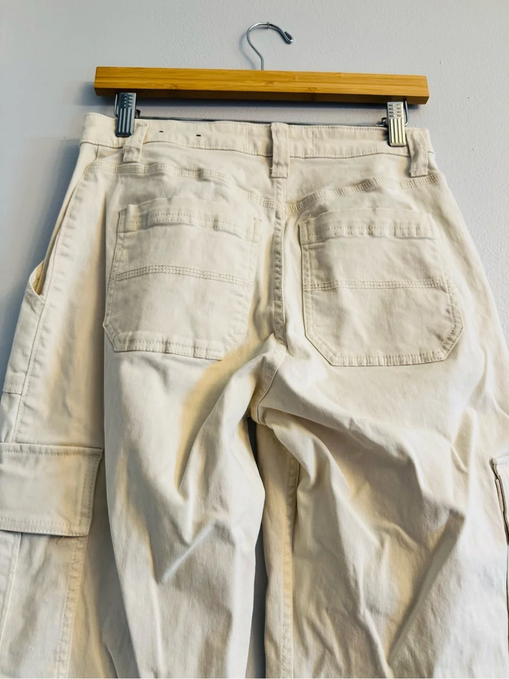 Hollister High Rise Utility Dad Pants Cream Ivory Cargo W27 5R Y2K Baggy
